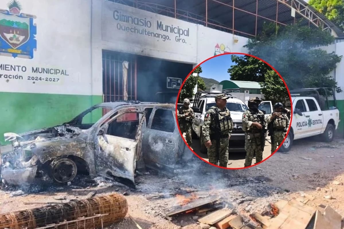 Retienen y desarman a 29 militares y policías en Guerrero durante bloqueos en Quechultenango e incendian una patrulla de la Guardia Nacional