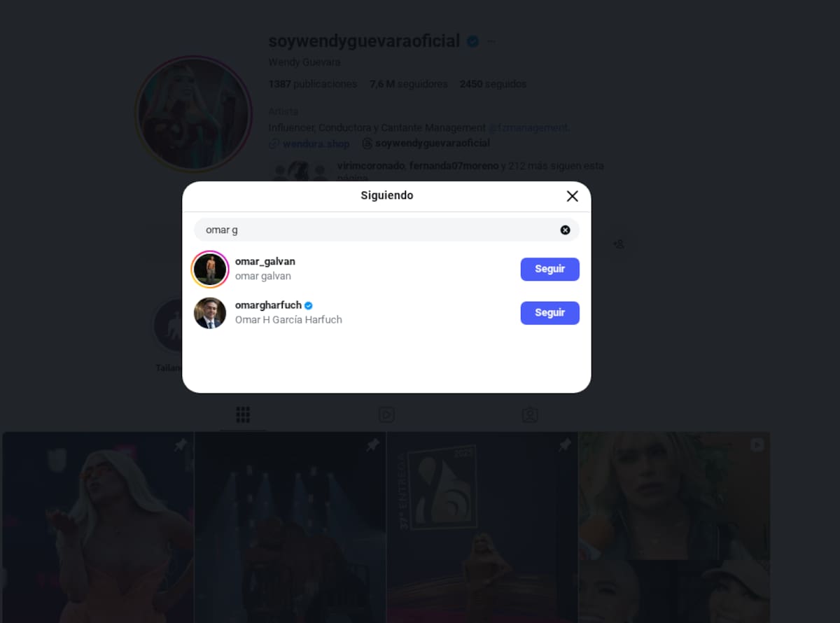 Omar García Harfuch ya sigue a Wendy Guevara en Instagram | IG (@soywendyguevaraoficial)
