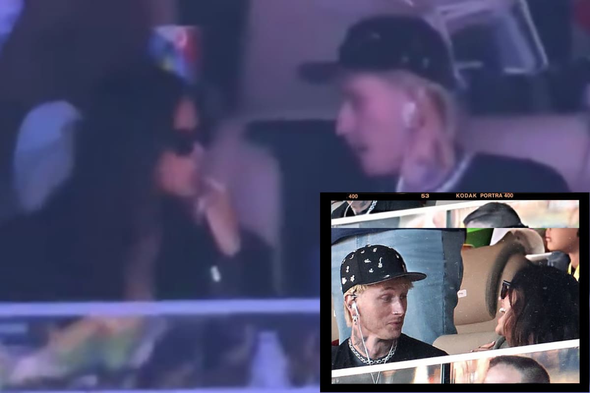 Eiza González y Machine Gun Kelly son captados riendo juntos en el Super Bowl 2026 (VIDEO)