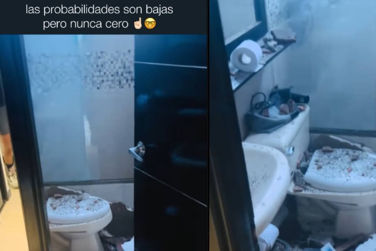 Hombre graba la lluvia y un rayo cae de repente en su baño, destruyéndolo por completo