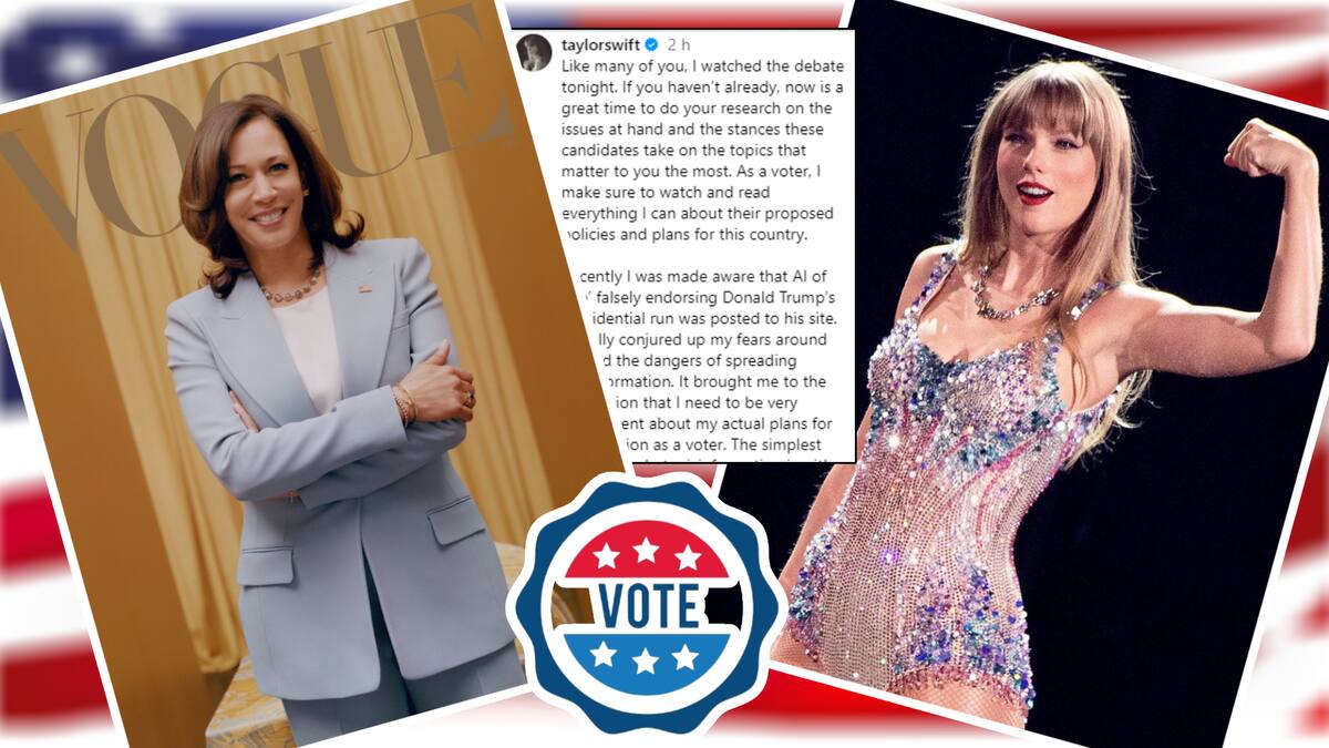 Taylor Swift expresó su respaldo a Kamala Harris tras el debate con Donald Trump, alentando a sus millones de seguidores a votar por la calma y el liderazgo en las elecciones de 2024. FOTO: Especial.