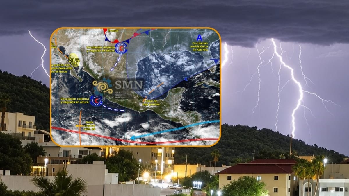 SMN advierte por masa de aire frío que junto al monzón mexicano y la onda tropical 40 ‘golpearán’ México este viernes, sábado y domingo con lluvias de hasta 150 mm, vientos de 70 km/h y calor de 45°C