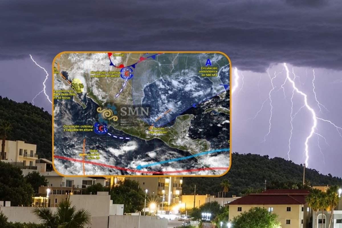Masa de aire frío junto al monzón mexicano y la onda tropical 40 ‘golpearán’ México este viernes, sábado y domingo con lluvias de hasta 150 mm, vientos de 70 km/h y calor de 45°C