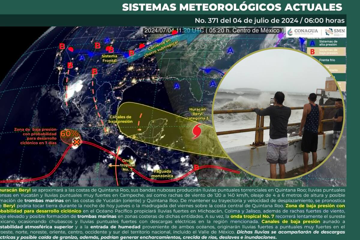 Huracán Beryl se acerca con lluvias y vientos para estos estados