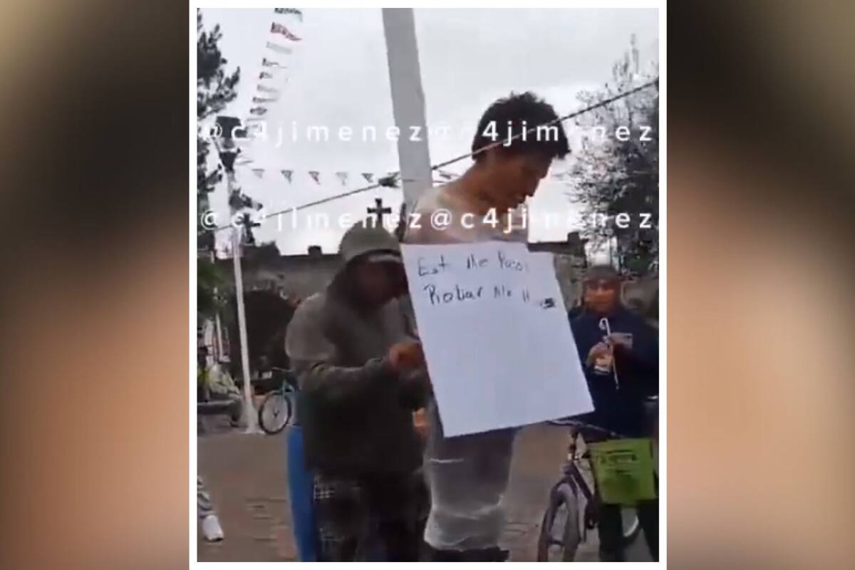 Video: Capturan, amarran a un poste y golpean a presunto asaltante en Tultitlán
