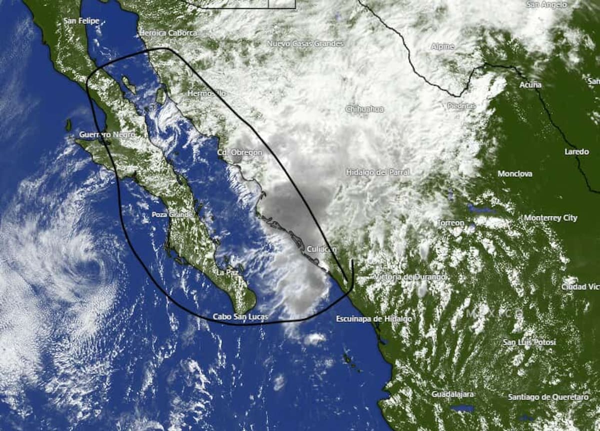 La zona remarcada corresponde a las aguas más frías, donde los huracanes suelen perder fuerza antes de llegar a Sonora.