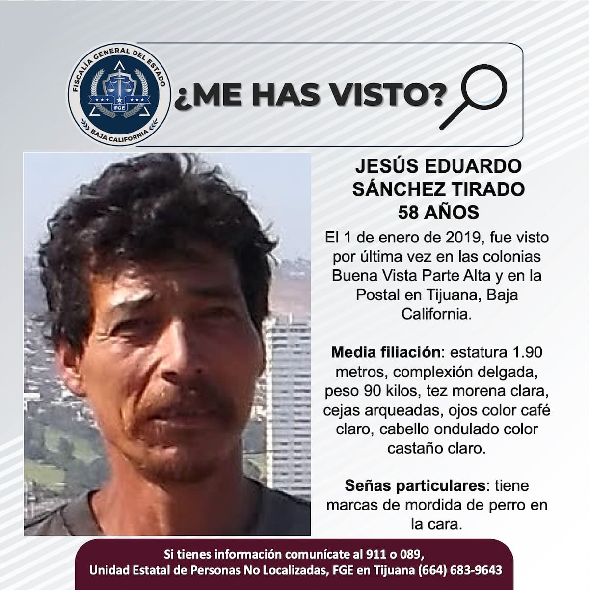 Fue visto por última vez 1 de enero de 2019.