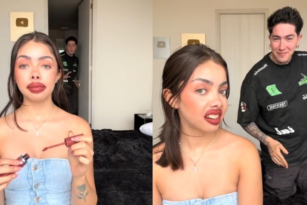 “Cepillín o qué?”: joven le hace una broma a su novio pintándose mal los labios y así reacciona