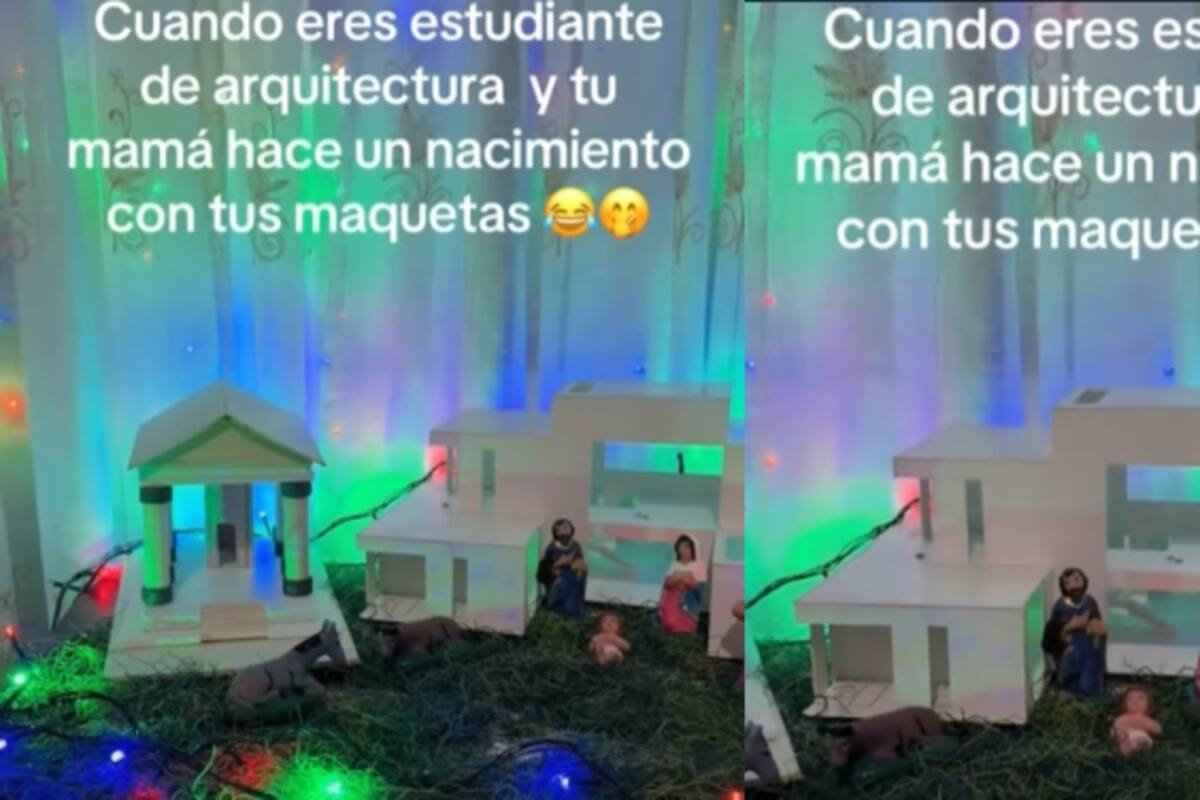 Joven graba cómo su madre utilizó sus proyectos de arquitectura para hacer un nacimiento de Navidad