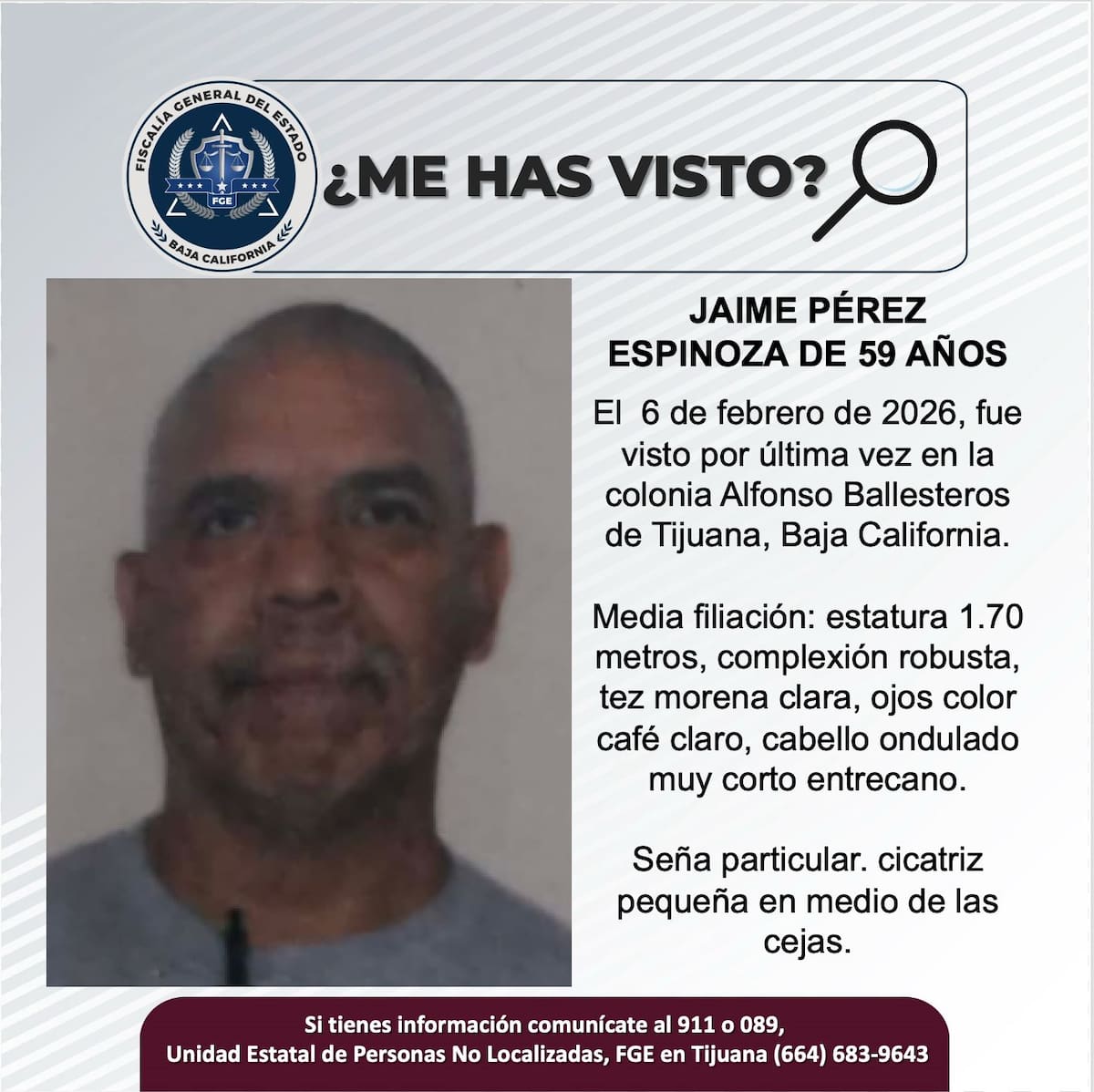 Fue visto por última vez el 6 de febrero de 2026