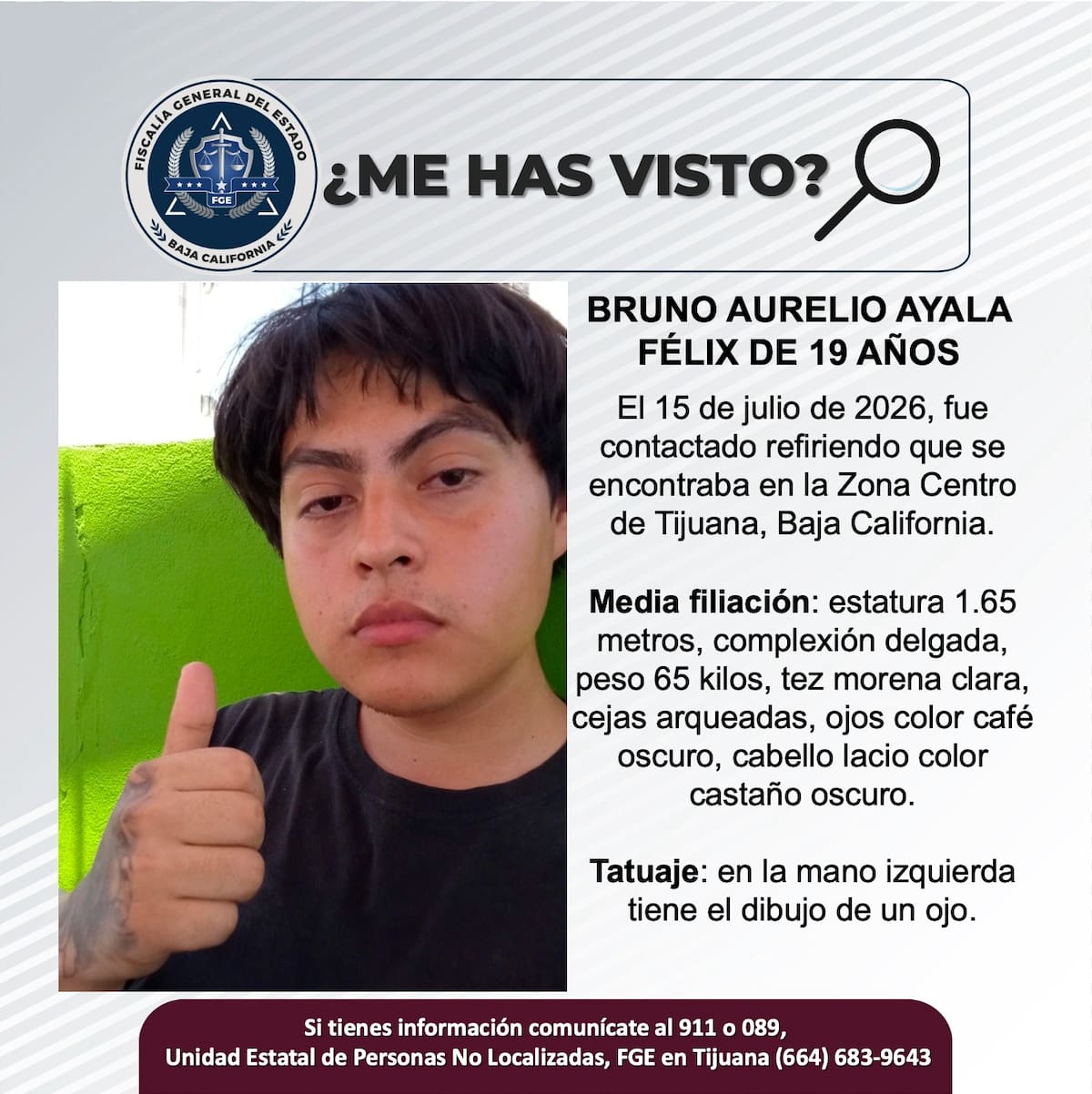 Fue visto por última vez el 15 de julio de 2026.