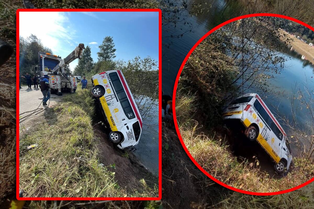 Joven chofer de transporte público fallece al caer con su combi en una presa en Hidalgo