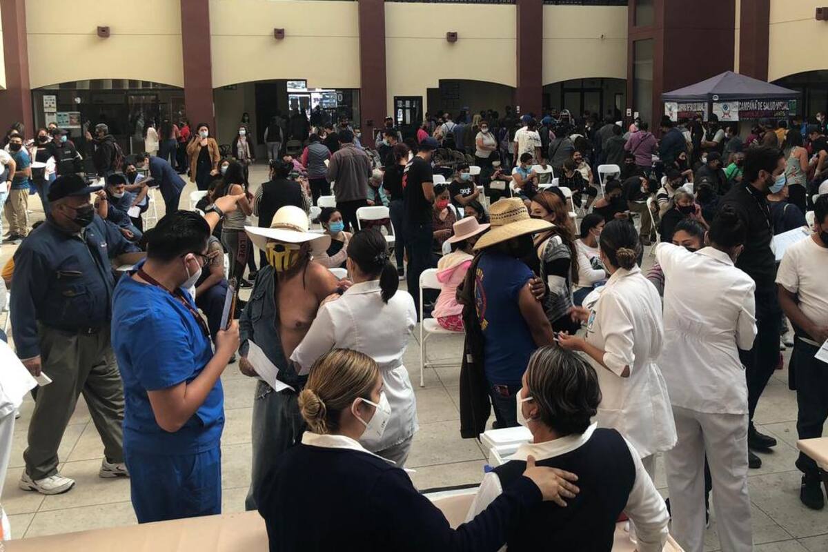 Cientos buscan aplicarse la vacuna contra el Covid-19 en Rosarito