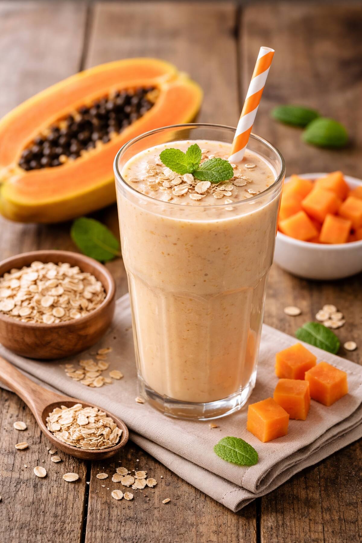 Beneficios de beber licuado de avena con papaya en la mañana | Imagen hecha con IA