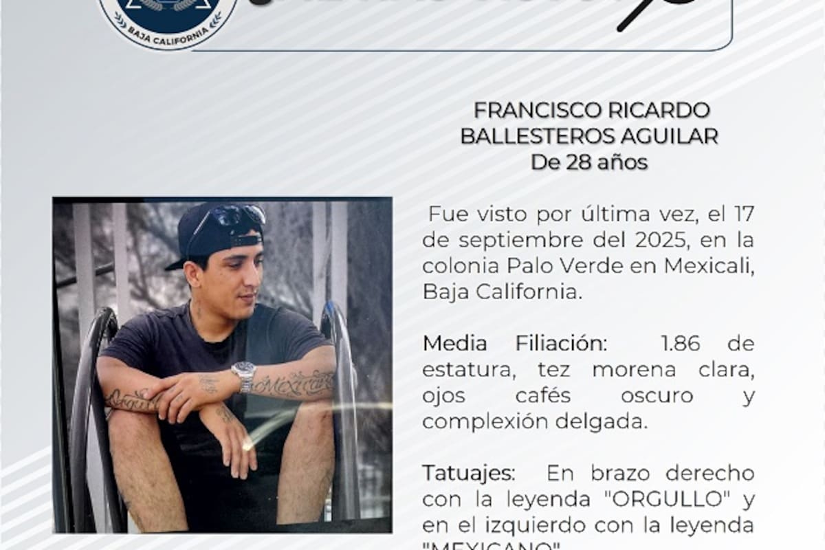 Francisco Ricardo Ballesteros Aguilar, de 28 años, no ha vuelto a casa desde hace casi dos semanas.
