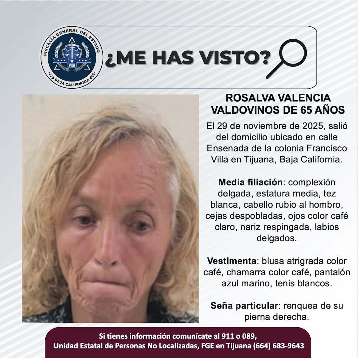 Fue visto por última vez el 29 de noviembre de 2025.