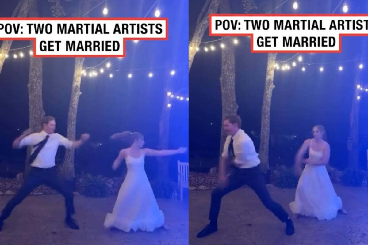 Dos artistas marciales se casan y sorprenden con un inusual baile de bodas