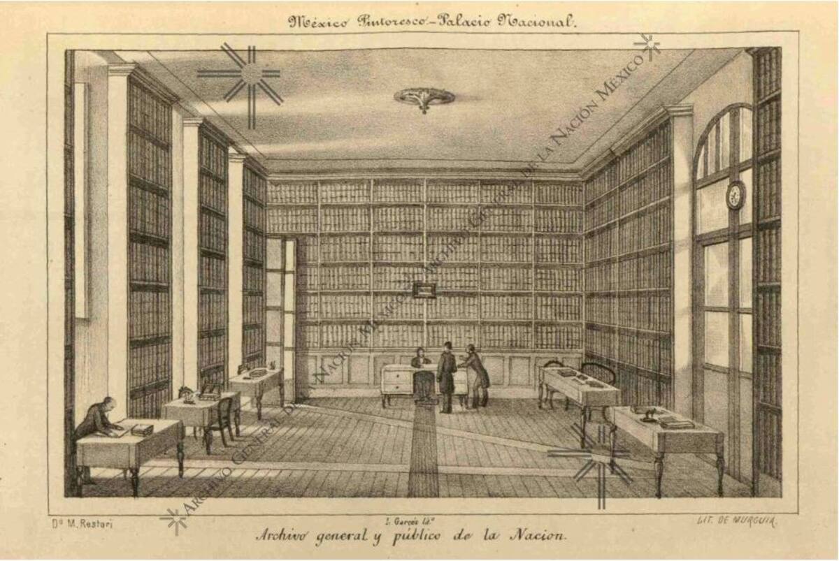 Vista al Interior de Palacio Nacional en boceto durante el virreinato de la Nueva España. | Presidencia