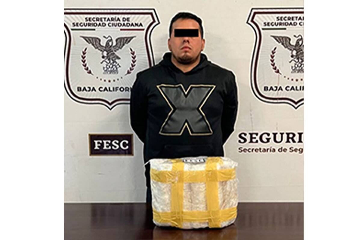 Aseguran a hombre que transportaba 8.5 kilos de metanfetamina en Tijuana