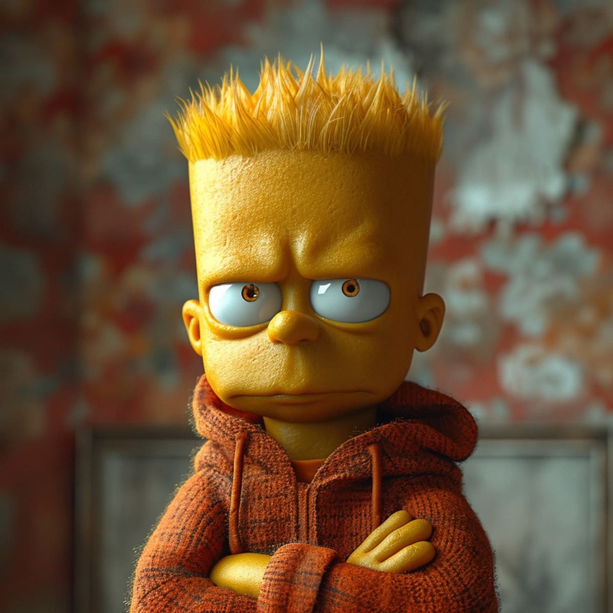 Rasgos realistas: Detalles impresionantes como el distintivo tono de piel amarillo y los pelos puntiagudos de Bart son cuidadosamente recreados por la inteligencia artificial, ofreciendo una representación fiel del icónico personaje.