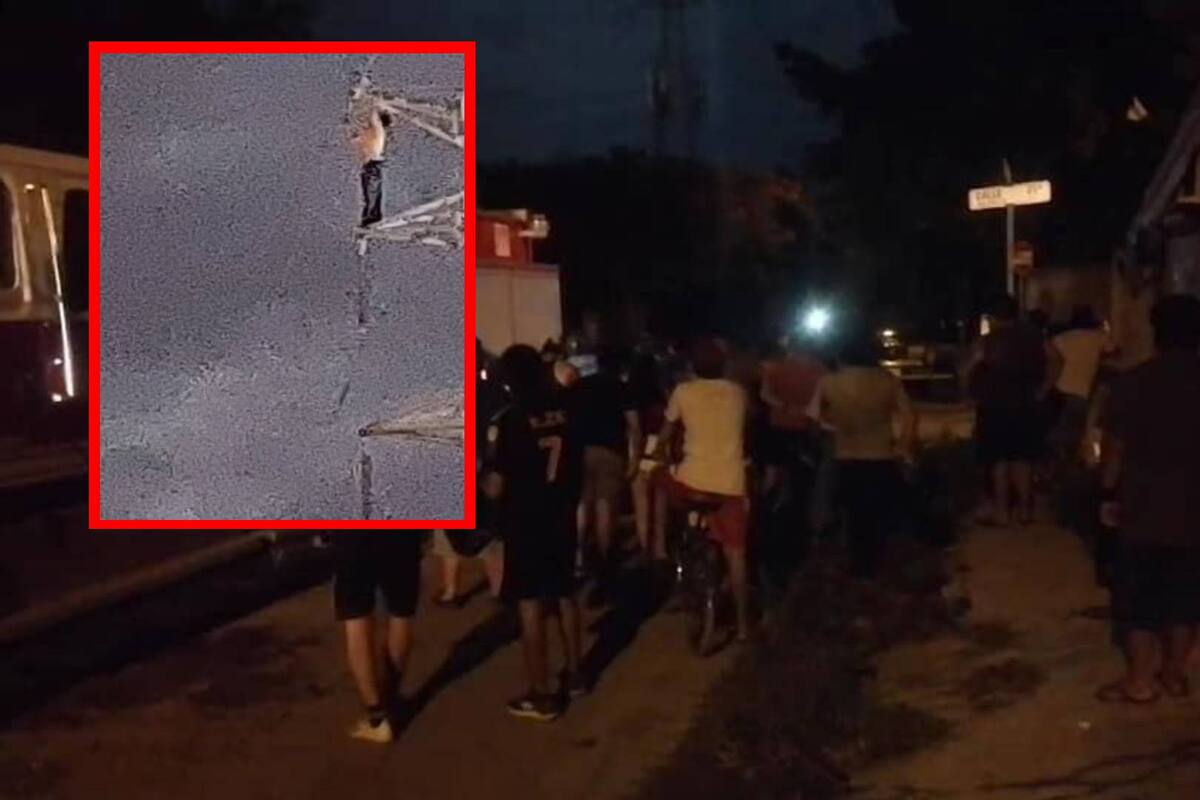 Yucatán: Sujeto borracho amenaza con arrojarse de una torre de la CFE