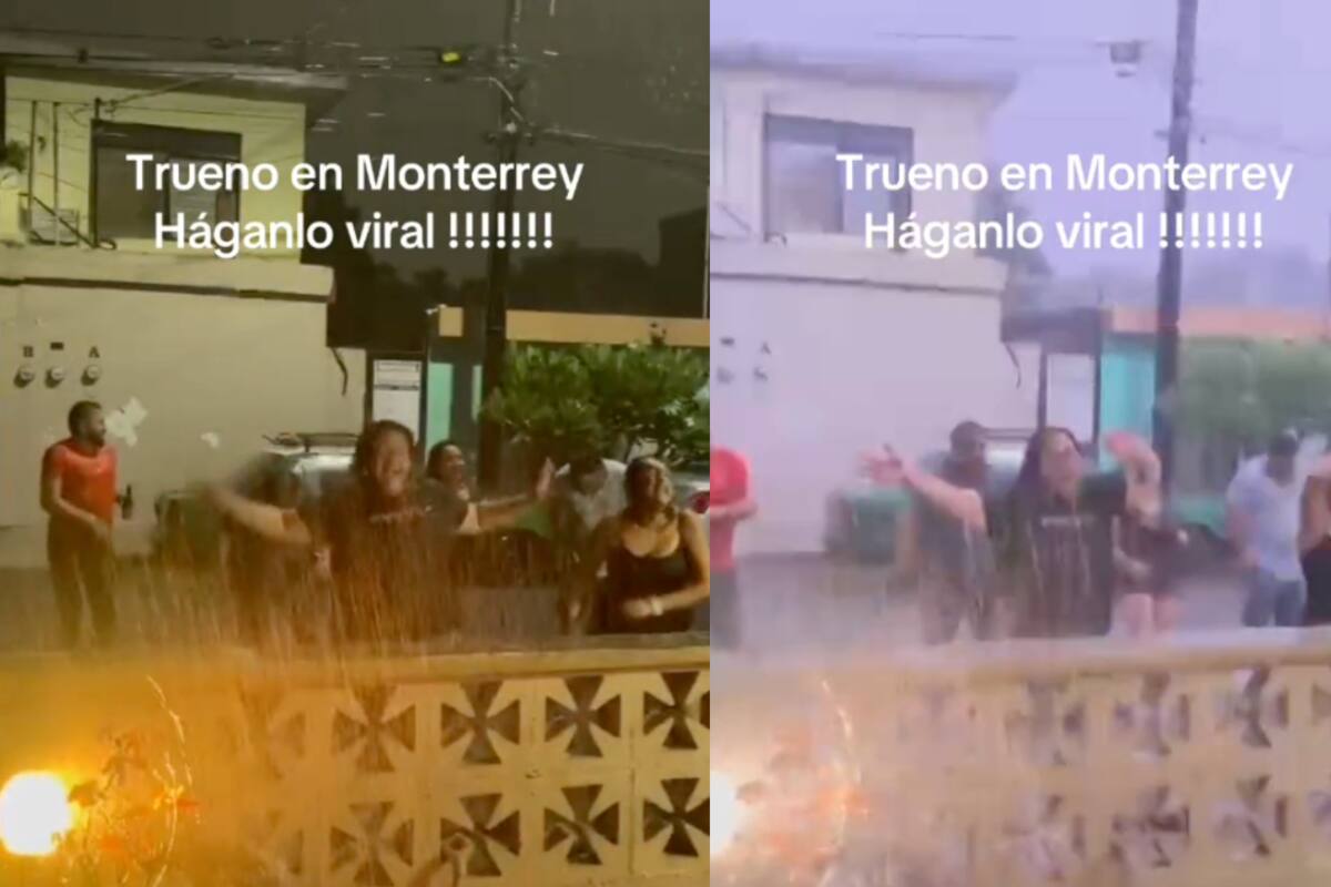 VIDEO: familia que bailaba bajo la lluvia se lleva un gran susto con un trueno inesperado