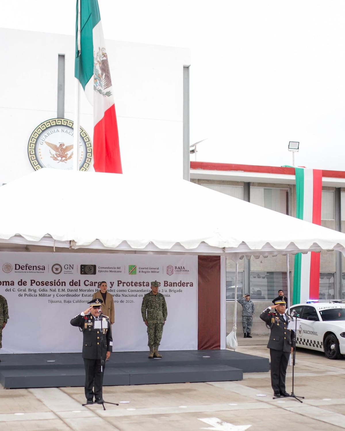 Toman posesión Daniel Gallegos Acevedo como comandante de la 2/a Zona Militar y David Morales Hernández como coordinador de la Guardia Nacional en Baja California. Foto: Cortesia
