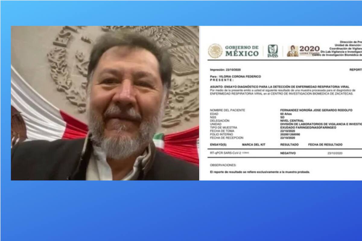 Diputado Fernández Noroña da negativo a coronavirus, manda mensaje a sus adversarios