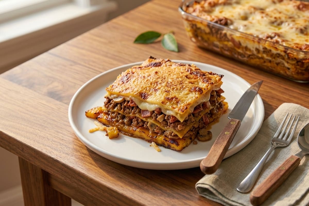 Lasaña de plátano maduro