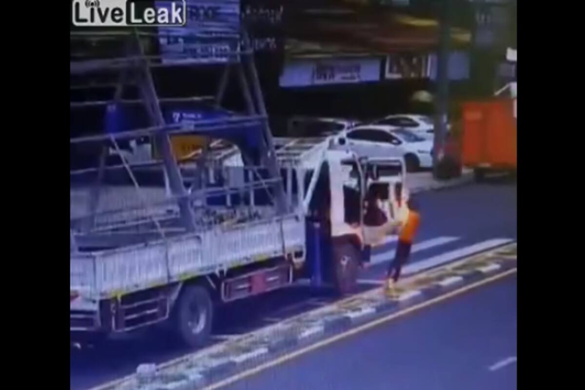 Video de terror: Hombre se electrocuta al bajar de camión