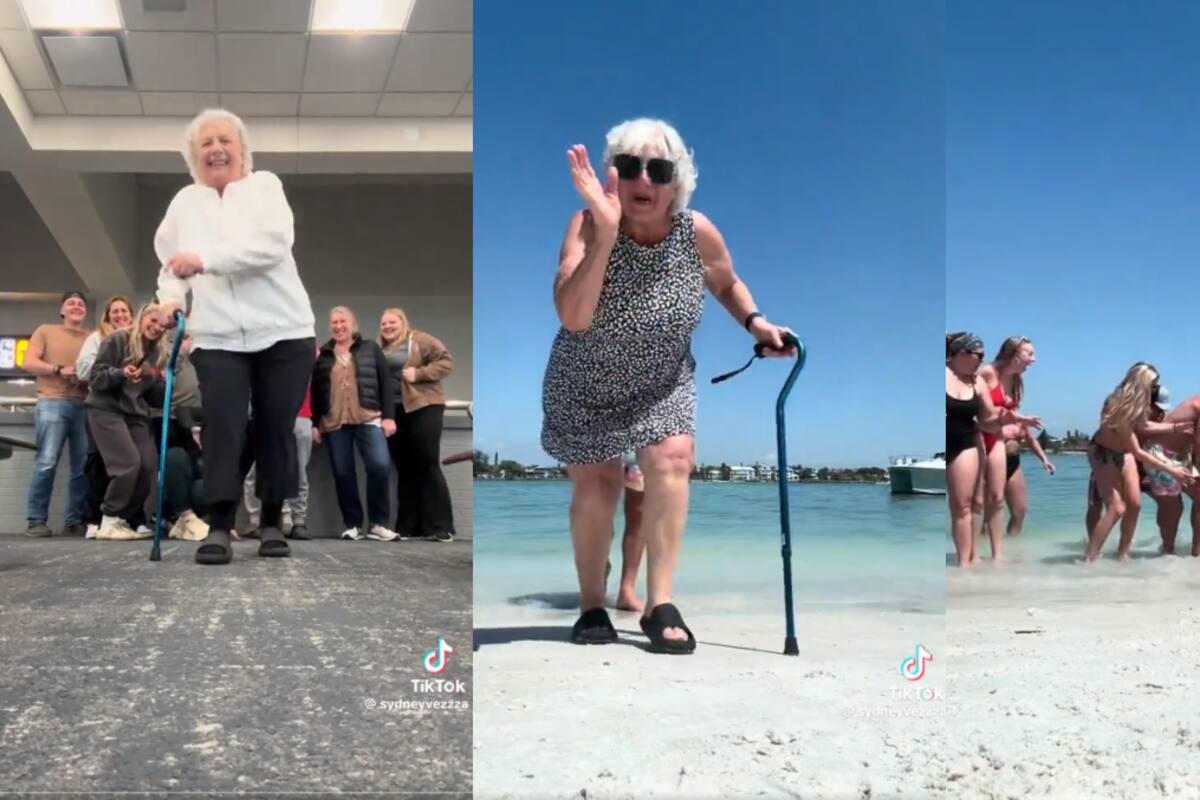 VIDEO: familia intenta grabar lindo vídeo en la playa pero la abuela sufre tremenda caída al agua