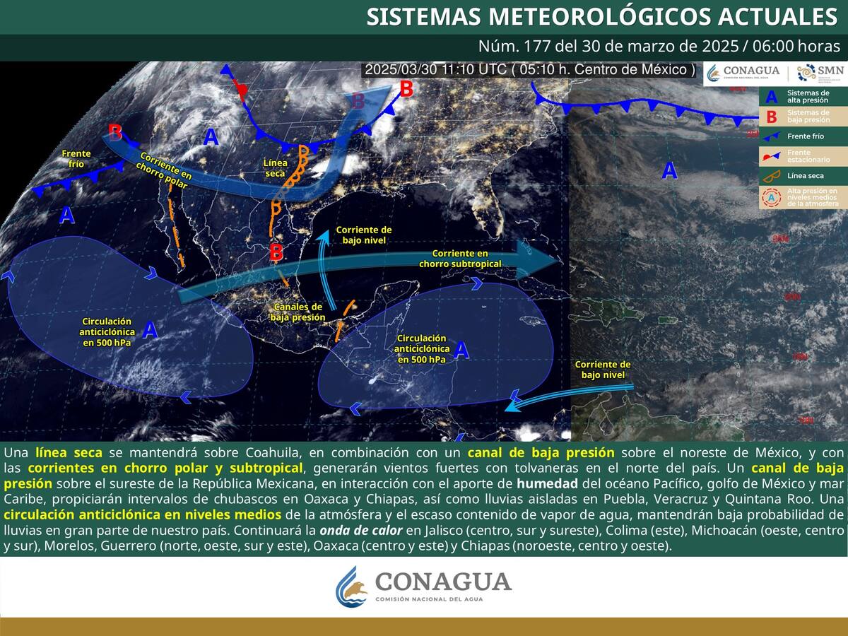 Clima hoy en México, según el SMN. | Crédito: SMN/Conagua