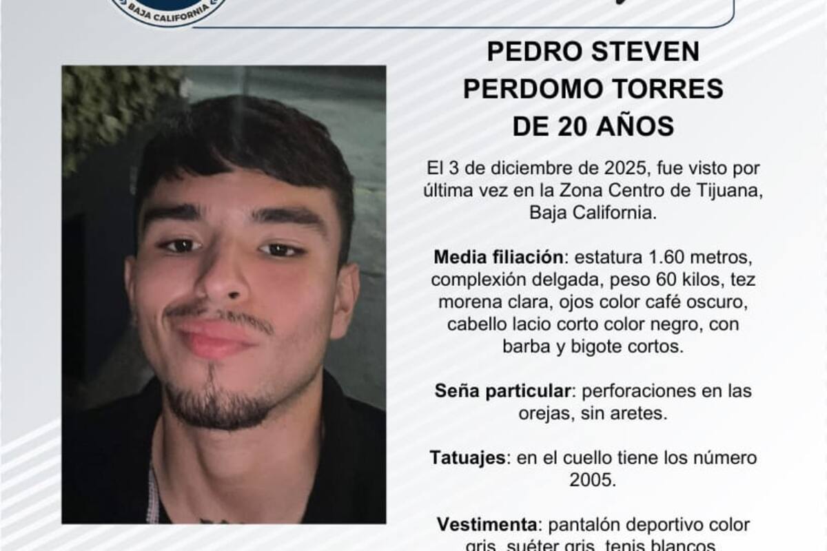 Se busca a Pedro Steven Perdomo Torres de 20 años de edad