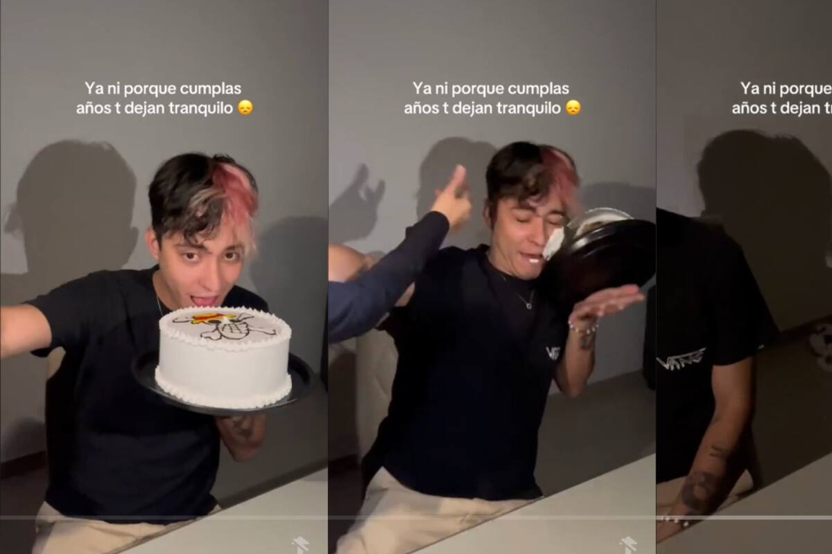 VIDEO | Joven se queda sin pastel en su cumpleaños por culpa de sus amigos