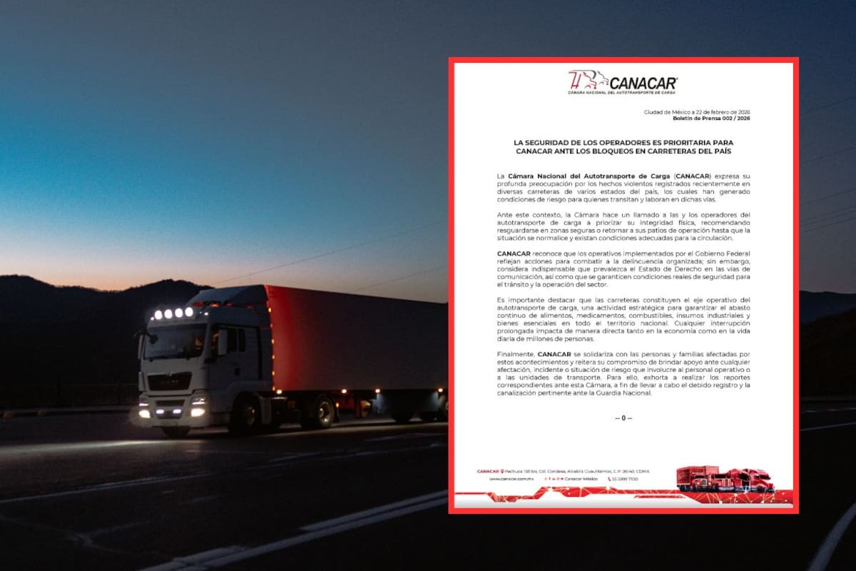 “Resguárdense o retornen”: CANACAR ordena paro total a transportistas por narcobloqueos tras abatimiento de “El Mencho”