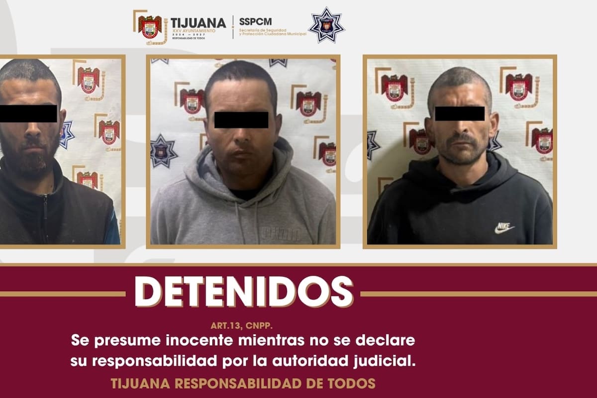 Detienen a tres hombres por narcomenudeo y robo de vehículo en Tijuana