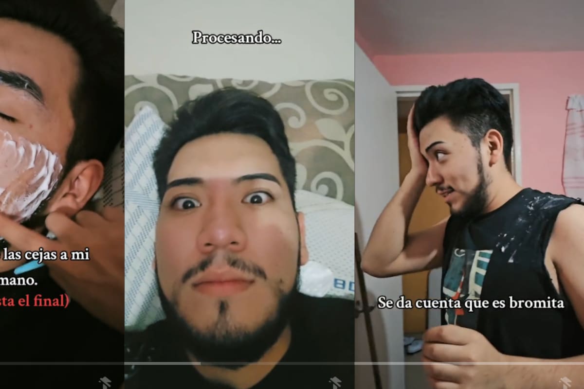 VIDEO: joven le hace creer a su hermano que “se le pasó la mano” al depilarle las cejas