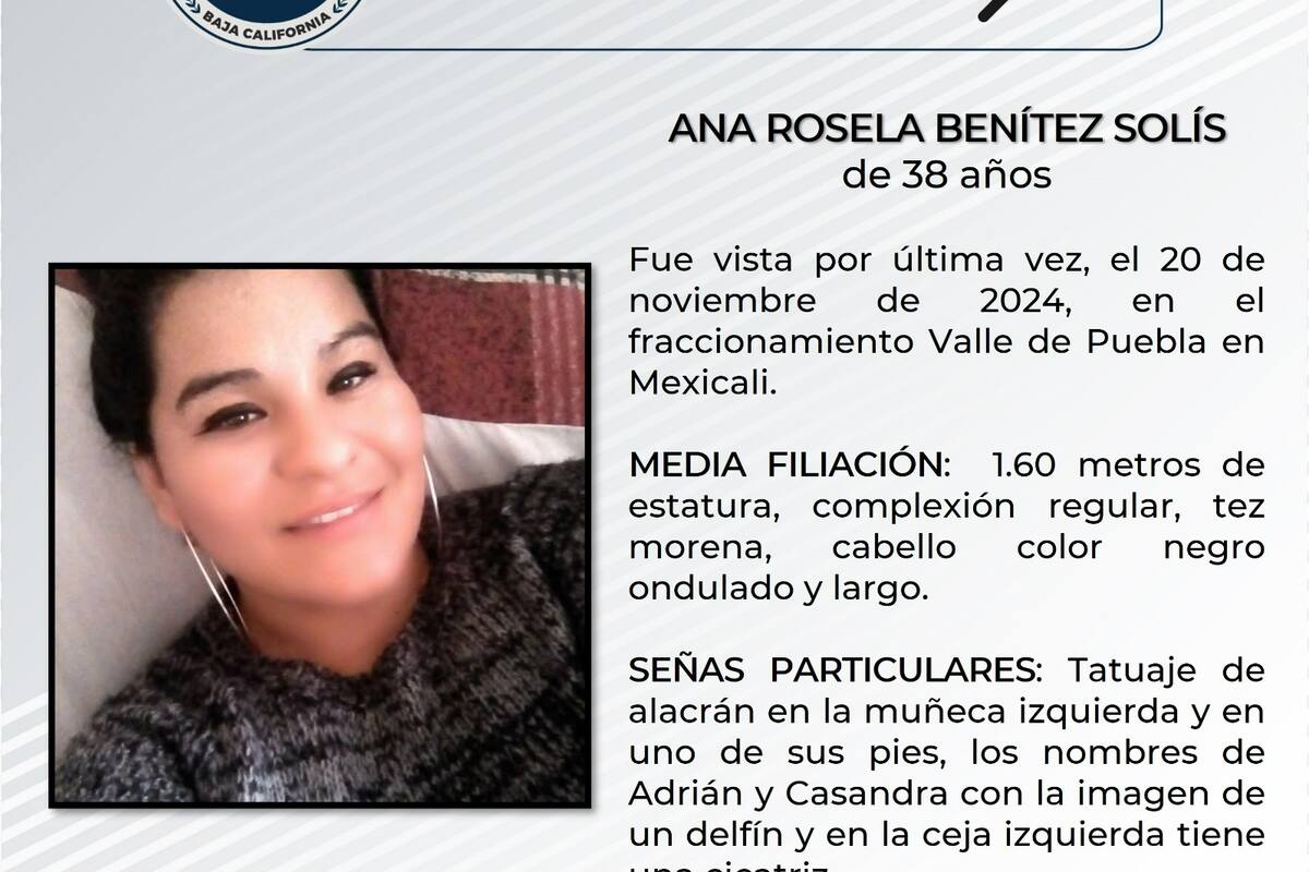 Se solicita ayuda para localizar a Ana Rosela Benítez Solís
