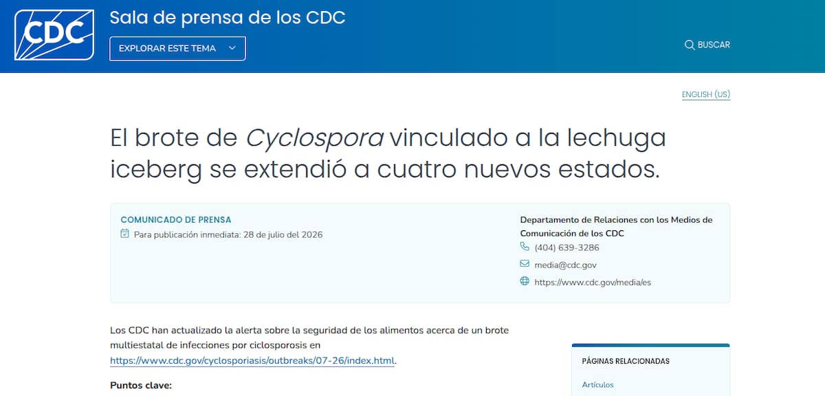 Brote de ciclosporiasis aumenta la atención sanitaria en EU: autoridades explican cómo se transmite el parásito y qué medidas previenen la infección