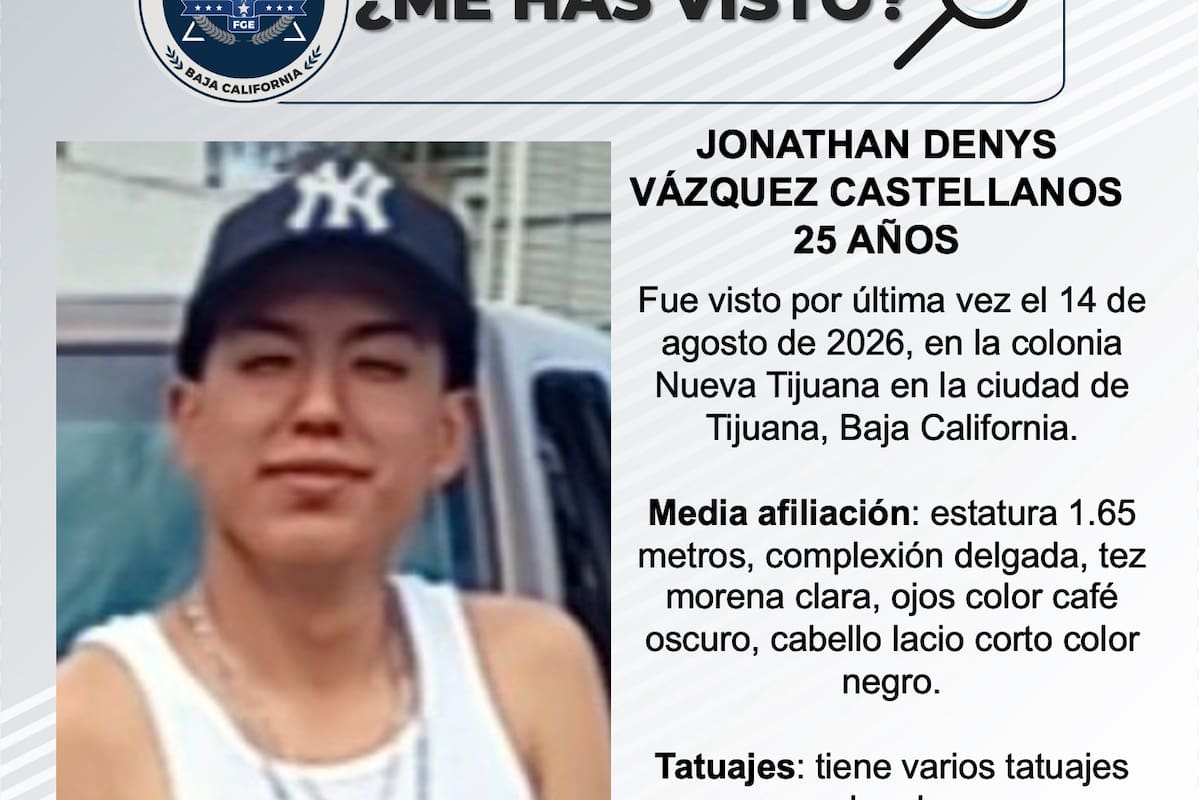 Se busca Jonathan Denys Vázquez Castellanos de 25 años