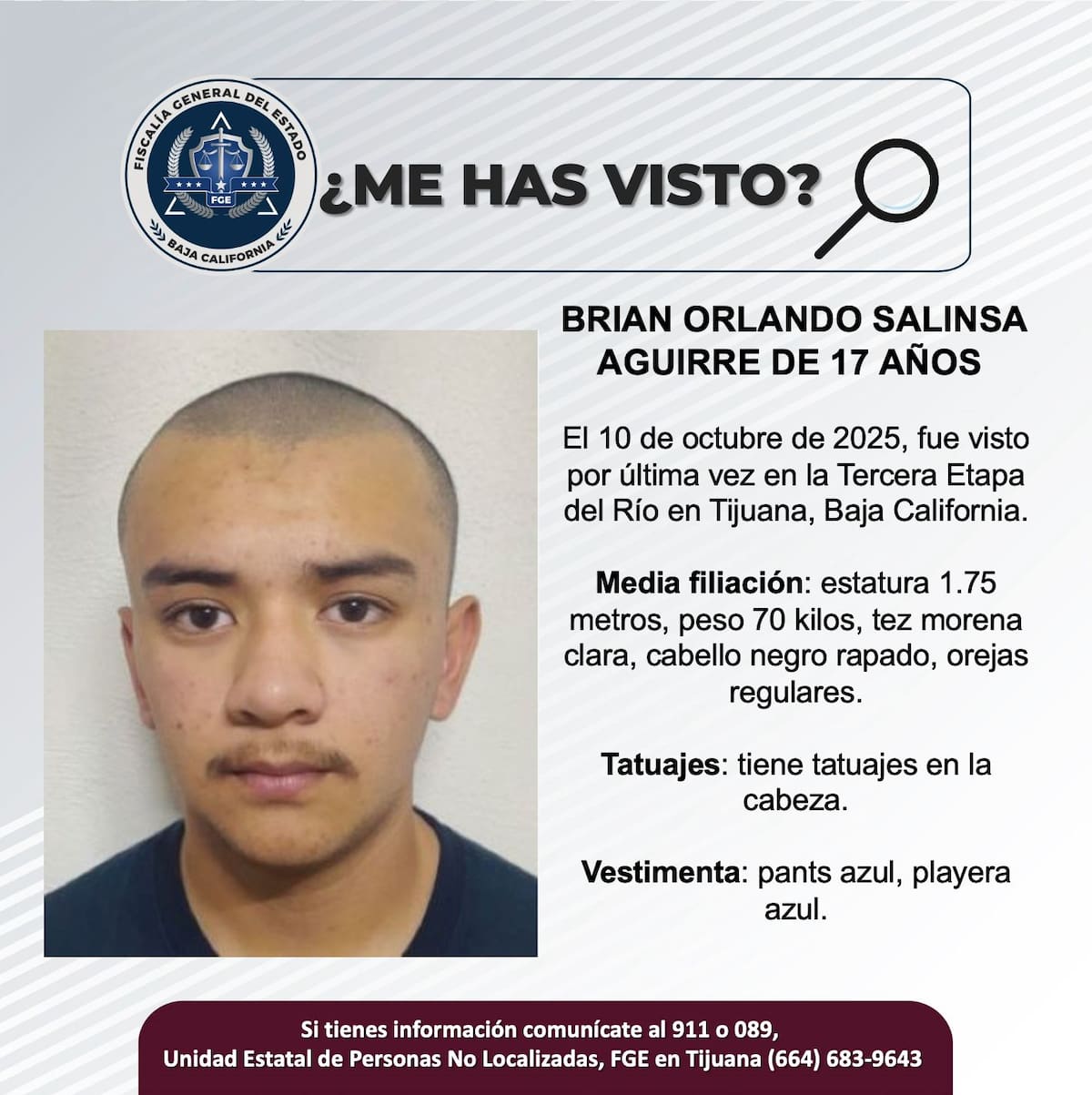 Fue visto por última vez el 10 de octubre de 2025.