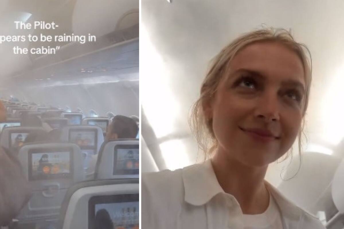 Video: Misteriosa lluvia dentro de la cabina de avión deja empapados a pasajeros