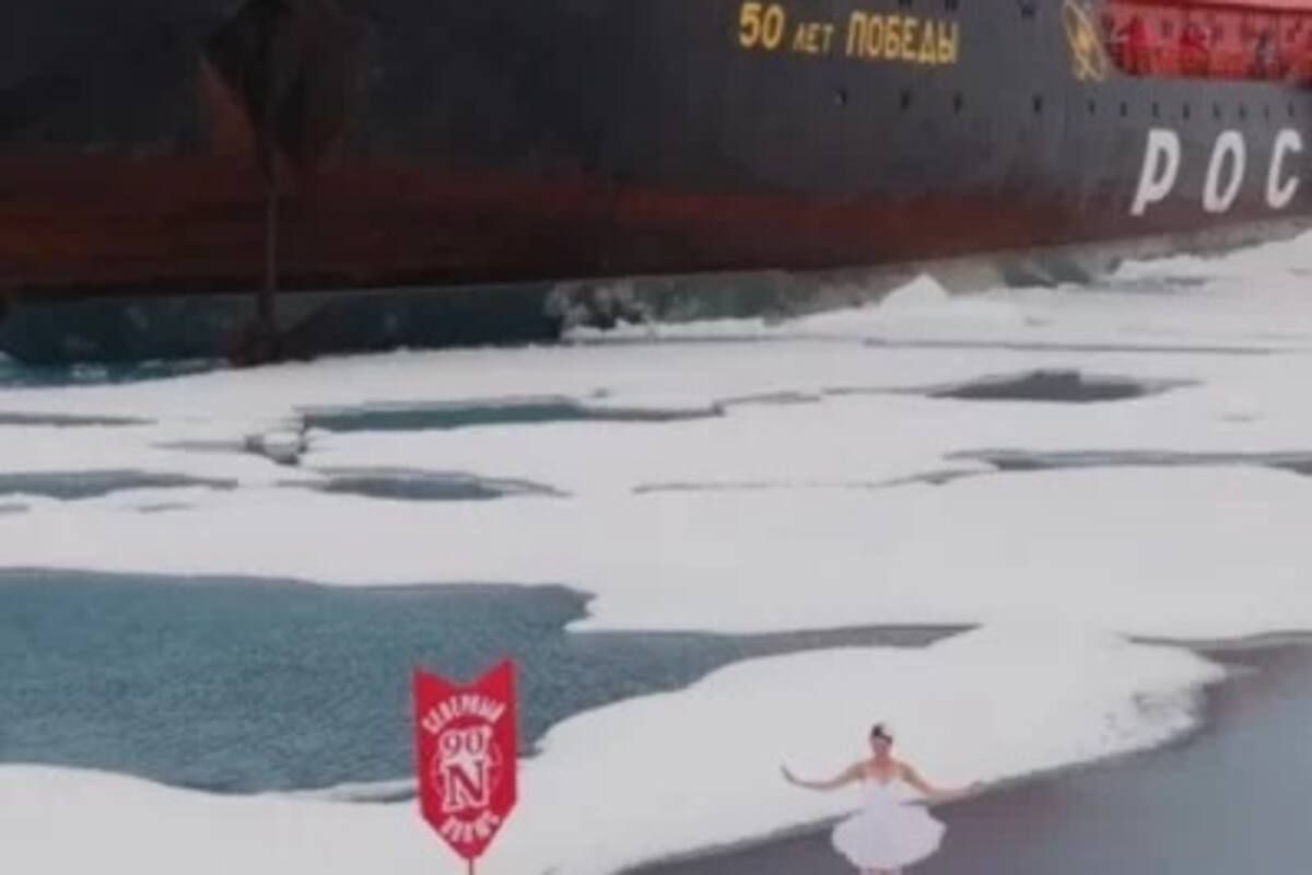 VIDEO: Pasajera de crucero ruso deslumbra con ballet en el hielo del Ártico