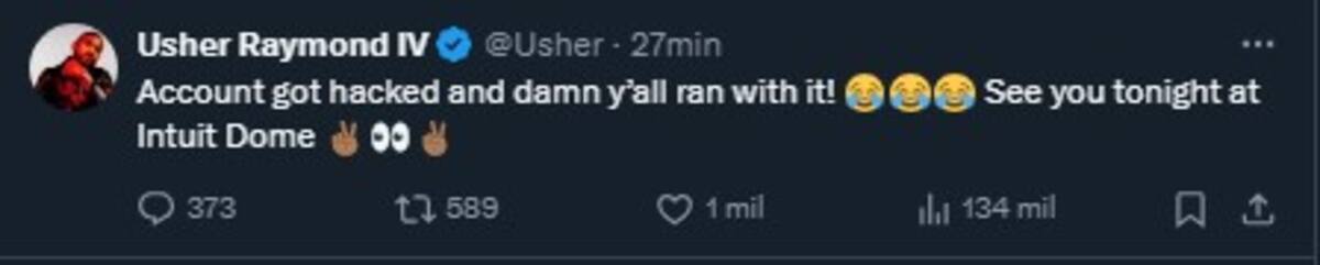 Usher culpa a los hackers de borrar sus publicaciones