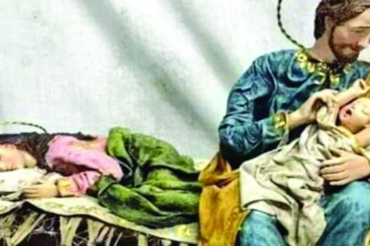 El Belén que destacó el papa: La Virgen descansa y San José cuida del niño