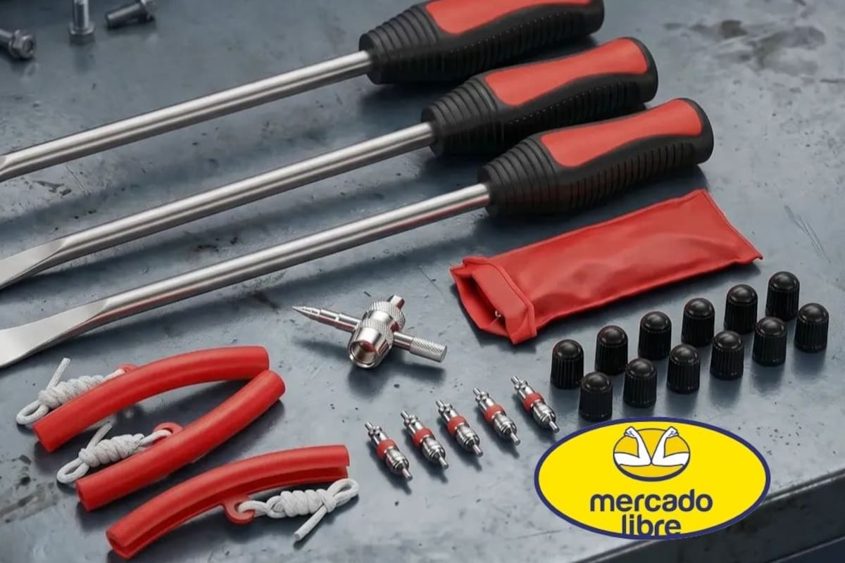 Mercado Libre rebaja 61% el kit Tovendor de 23 piezas para desmontar llantas por $155.39 MXN, una opción de mantenimiento mecánico con herramientas ergonómicas antideslizantes