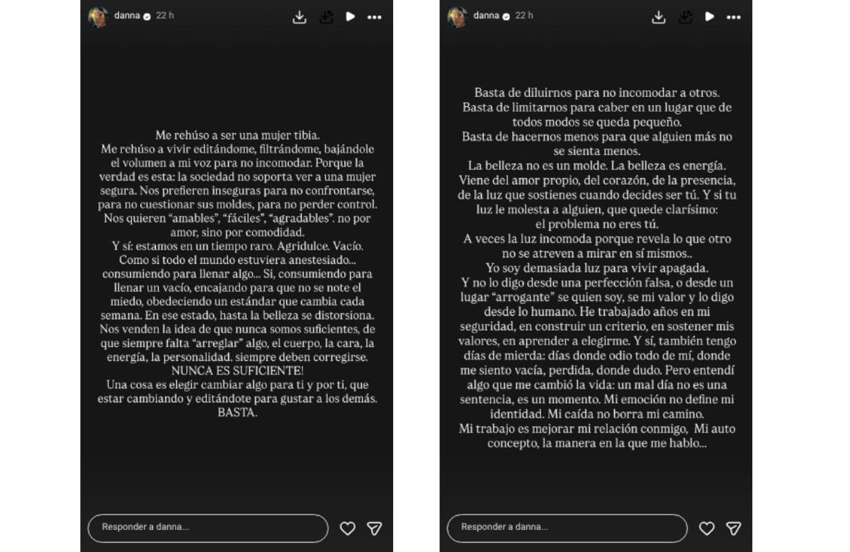 Danna Paola habla sobre la presión estética en redes y defiende el amor propio | Foto: IG (@danna)
