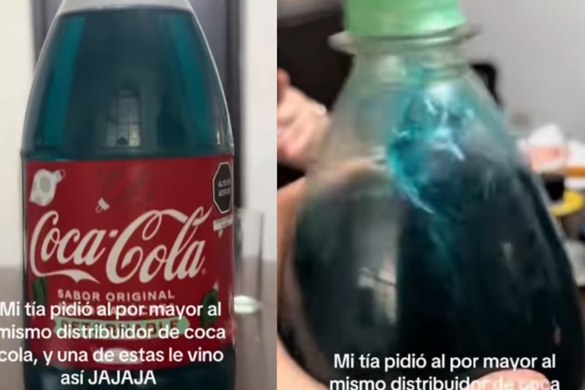 “Es Coca-Cola radioactiva” Joven muestra que un lote de refrescos que su tía pidió al mayoreo incluía una Coca-Cola de color azul oscuro y causa revuelo en redes