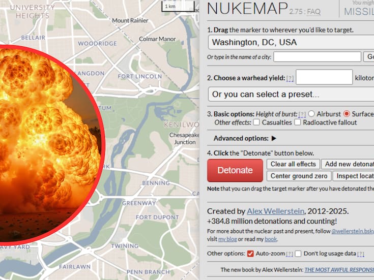 NukeMap: la herramienta que muestra qué pasaría si estallara una bomba nuclear en tu ciudad