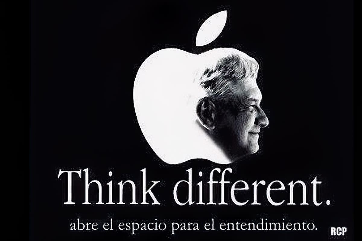 "Piensa diferente"; Morena utiliza publicidad de Apple con rostro de AMLO